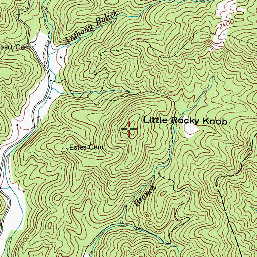 Topographic Map of Little Rocky Knob, NC