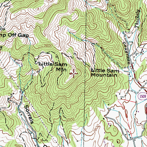 Topographic Map of Little Sam Mountain, NC
