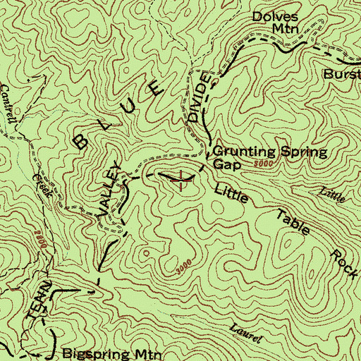 Topographic Map of Little Table Rock Mountain, NC