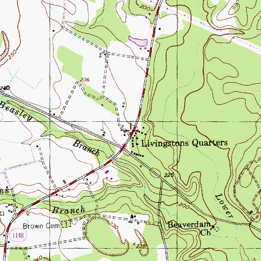 Topographic Map of Livingstons Quarters, NC