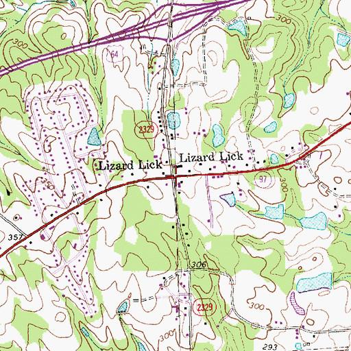 Topographic Map of Lizard Lick, NC