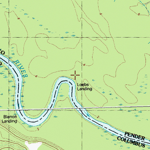 Topographic Map of Loebs Landing, NC
