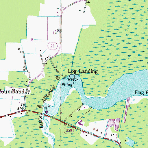 Topographic Map of Log Landing, NC