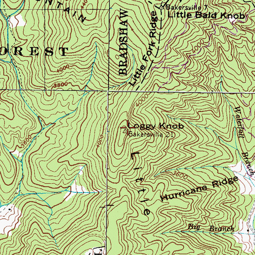 Topographic Map of Loggy Knob, NC