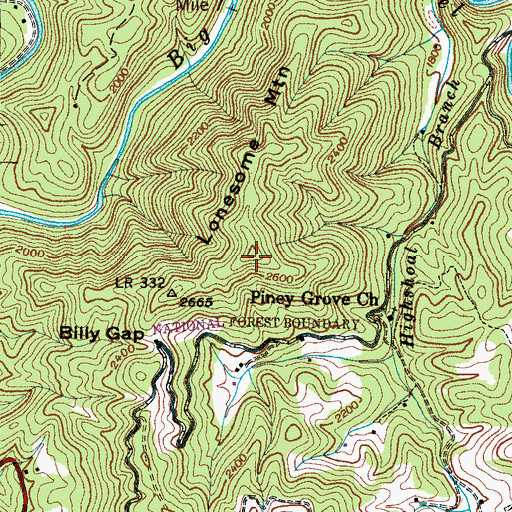 Topographic Map of Lonesome Mountain, NC