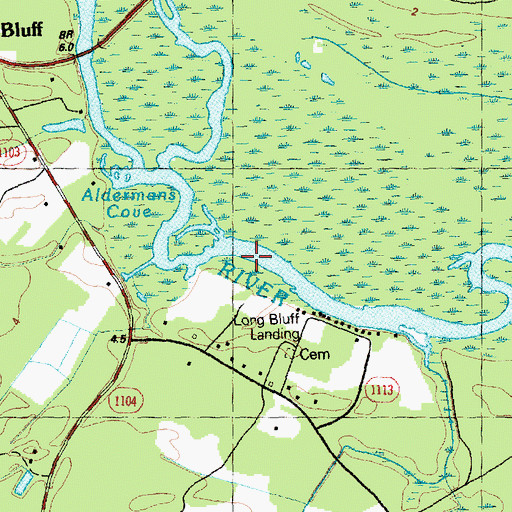 Topographic Map of Long Bluff Landing, NC