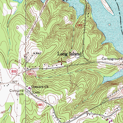 Topographic Map of Long Island, NC