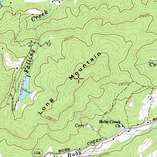 Topographic Map of Long Mountain, NC