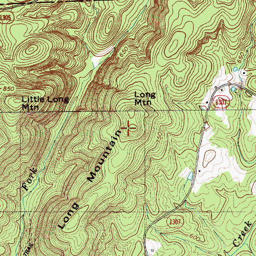 Topographic Map of Long Mountain, NC