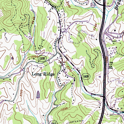 Topographic Map of Long Ridge, NC