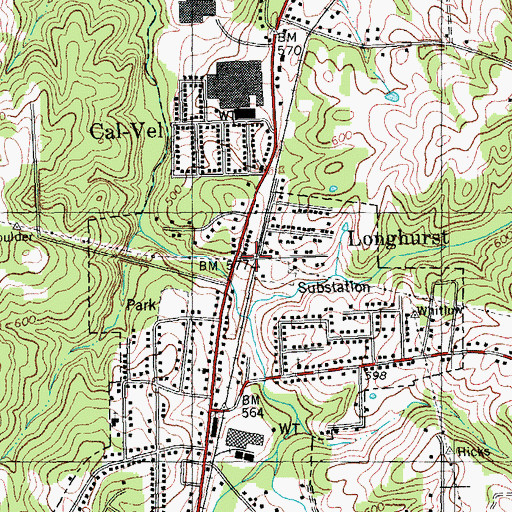 Topographic Map of Longhurst, NC