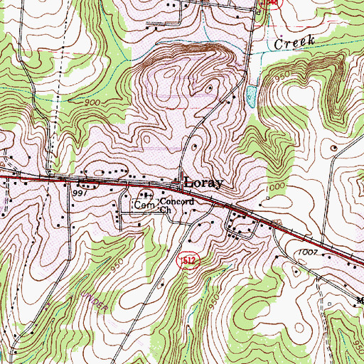 Topographic Map of Loray, NC