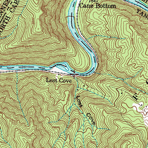 Topographic Map of Lost Cove, NC