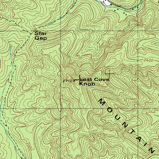 Topographic Map of Lost Cove Knob, NC