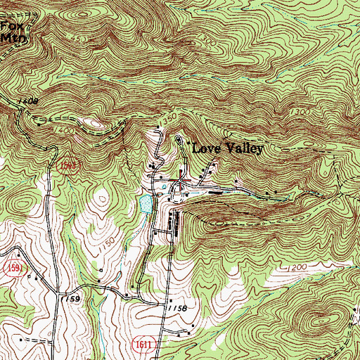 Topographic Map of Love Valley, NC