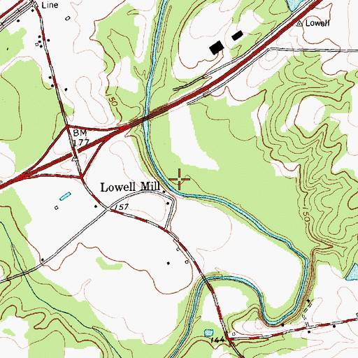 Topographic Map of Lowell Mill, NC