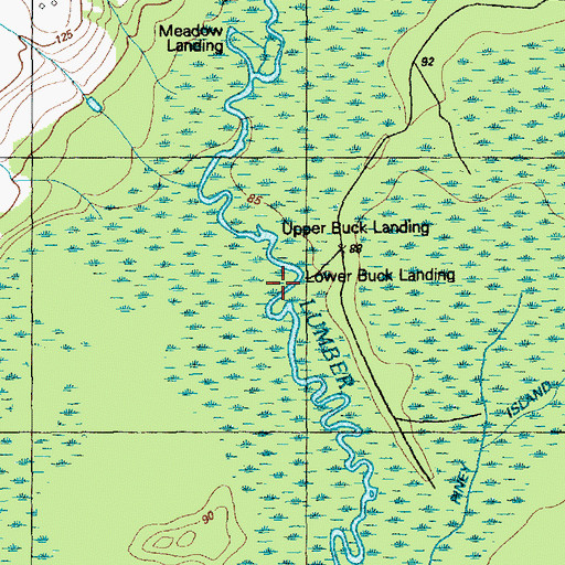 Topographic Map of Lower Buck Landing, NC