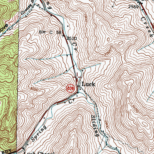 Topographic Map of Luck, NC