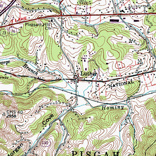 Topographic Map of Luther, NC