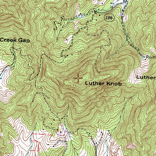 Topographic Map of Luther Knob, NC
