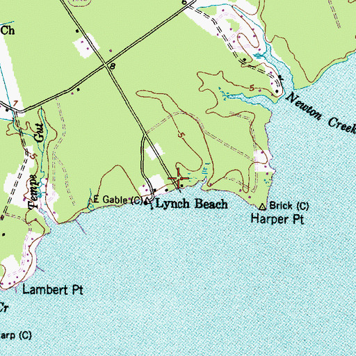 Topographic Map of Lynch Beach, NC