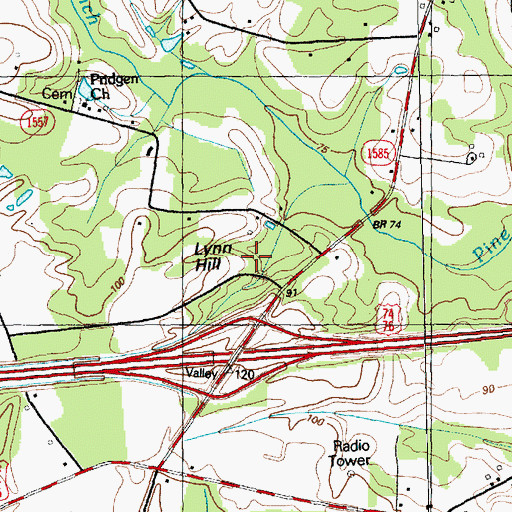 Topographic Map of Lynn Hill, NC