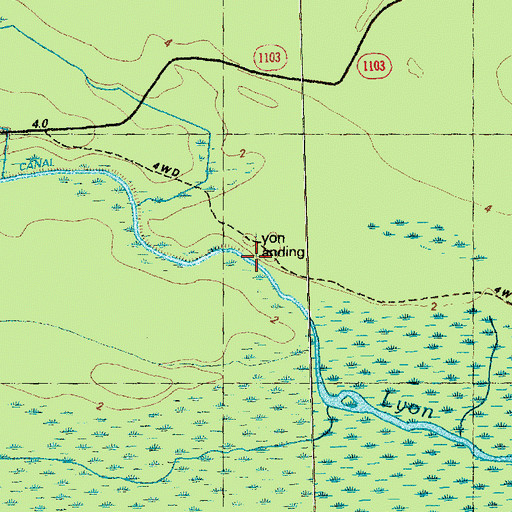 Topographic Map of Lyon Landing, NC