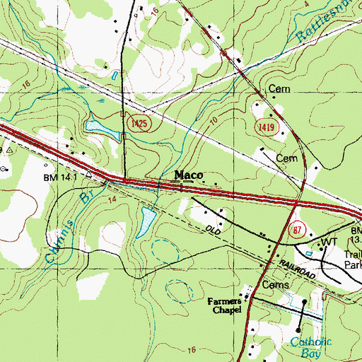 Topographic Map of Maco, NC