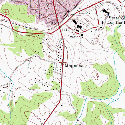 Topographic Map of Magnolia, NC