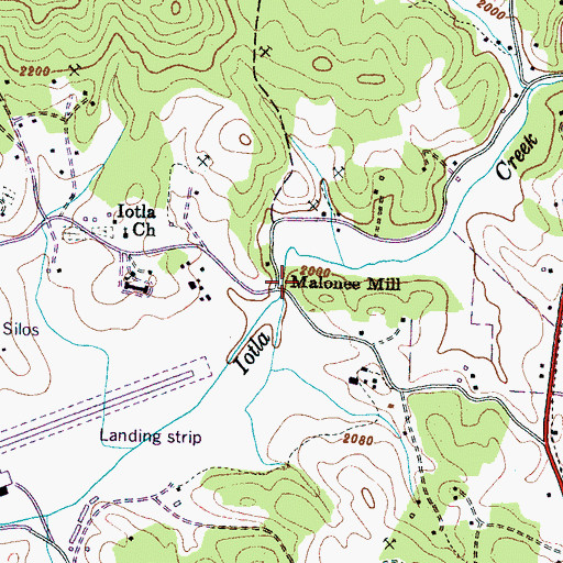 Topographic Map of Malonee Mill, NC