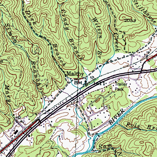 Topographic Map of Maltby, NC