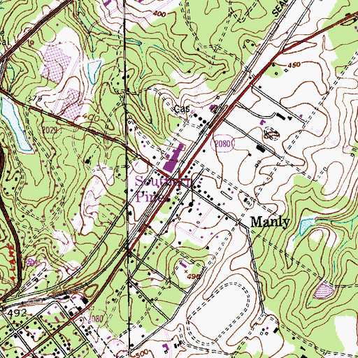 Topographic Map of Manly, NC
