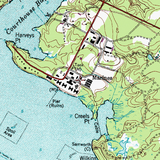 Topographic Map of Marines, NC