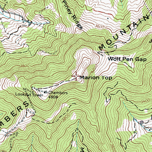 Topographic Map of Marion Top, NC