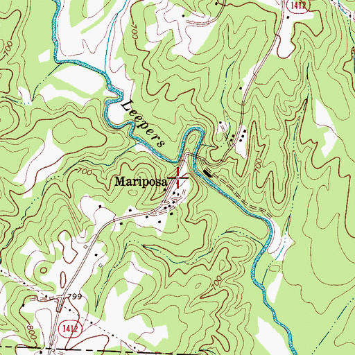 Topographic Map of Mariposa, NC
