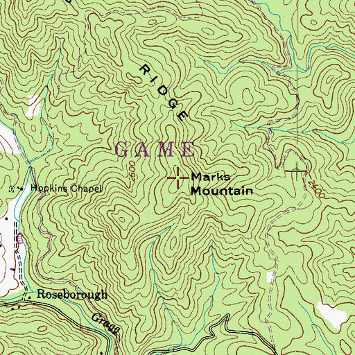 Topographic Map of Marks Mountain, NC