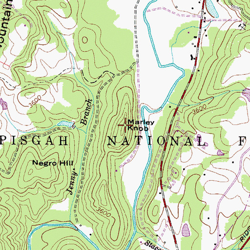 Topographic Map of Marley Knob, NC