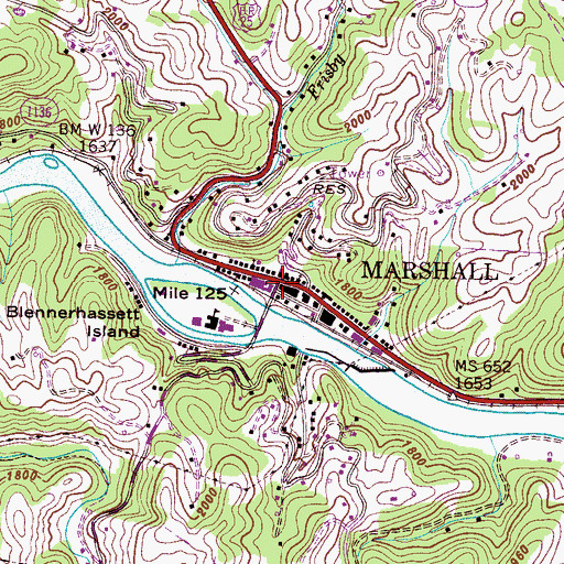 Topographic Map of Marshall, NC