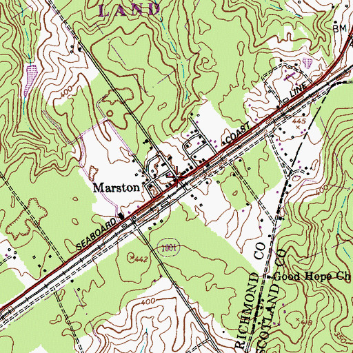 Topographic Map of Marston, NC
