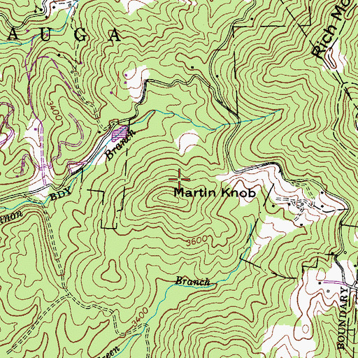 Topographic Map of Martin Knob, NC