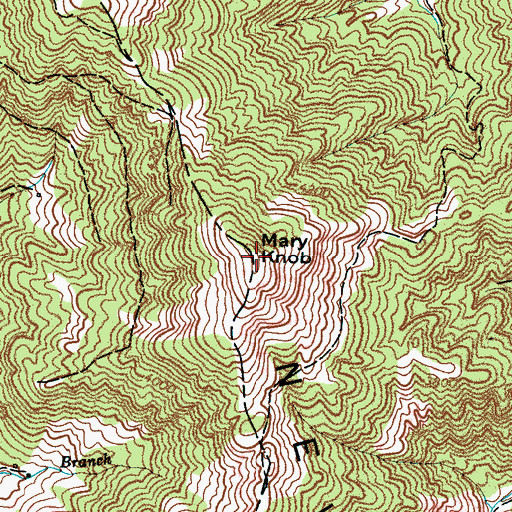 Topographic Map of Mary Knob, NC