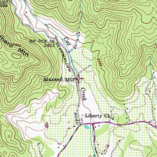 Topographic Map of Maxwell Mill, NC