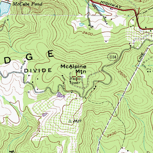 Topographic Map of McAlpine Mountain, NC