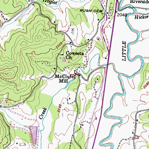 Topographic Map of McClure Mill, NC