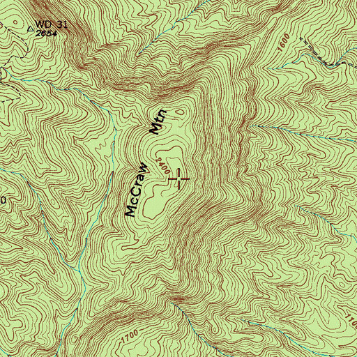 Topographic Map of McCraw Mountain, NC