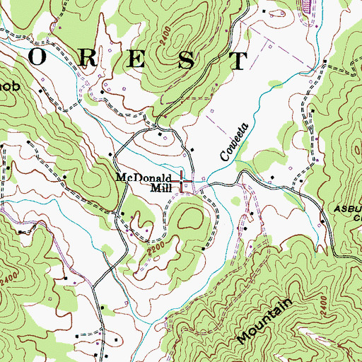 Topographic Map of McDonald Mill, NC