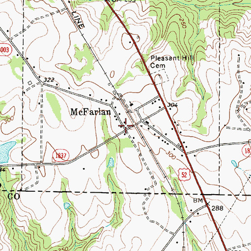 Topographic Map of McFarlan, NC