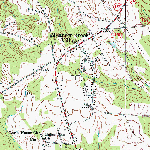 Topographic Map of Meadow Brook Village, NC