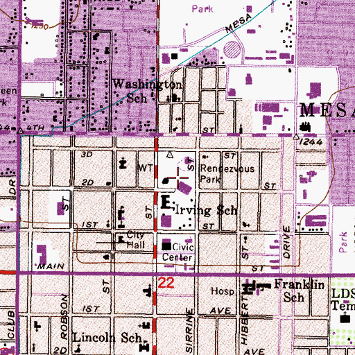 Topographic Map of Rendezvous Park, AZ
