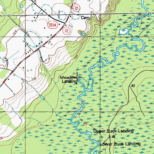 Topographic Map of Meadow Landing, NC